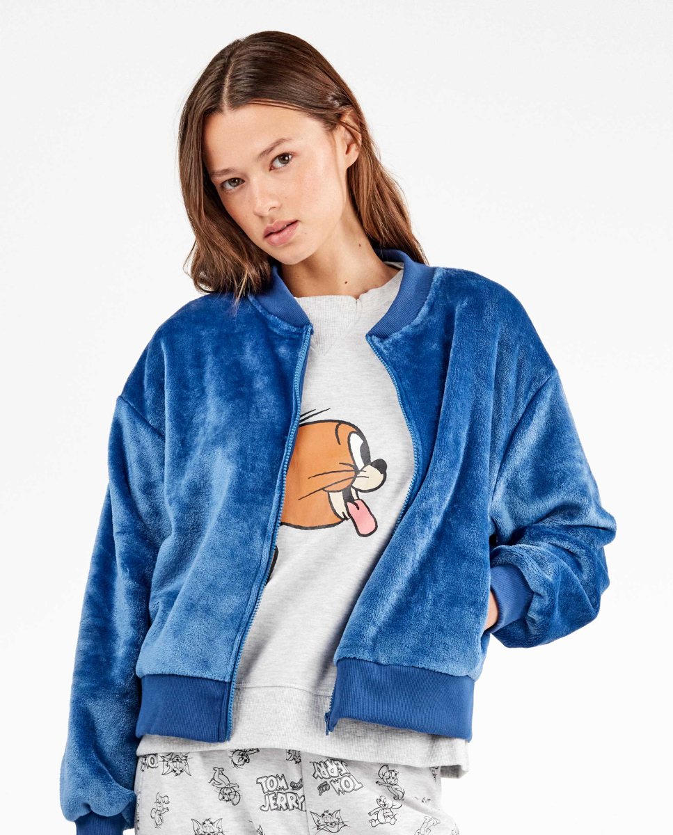 Casaco bomber felpudo Azul