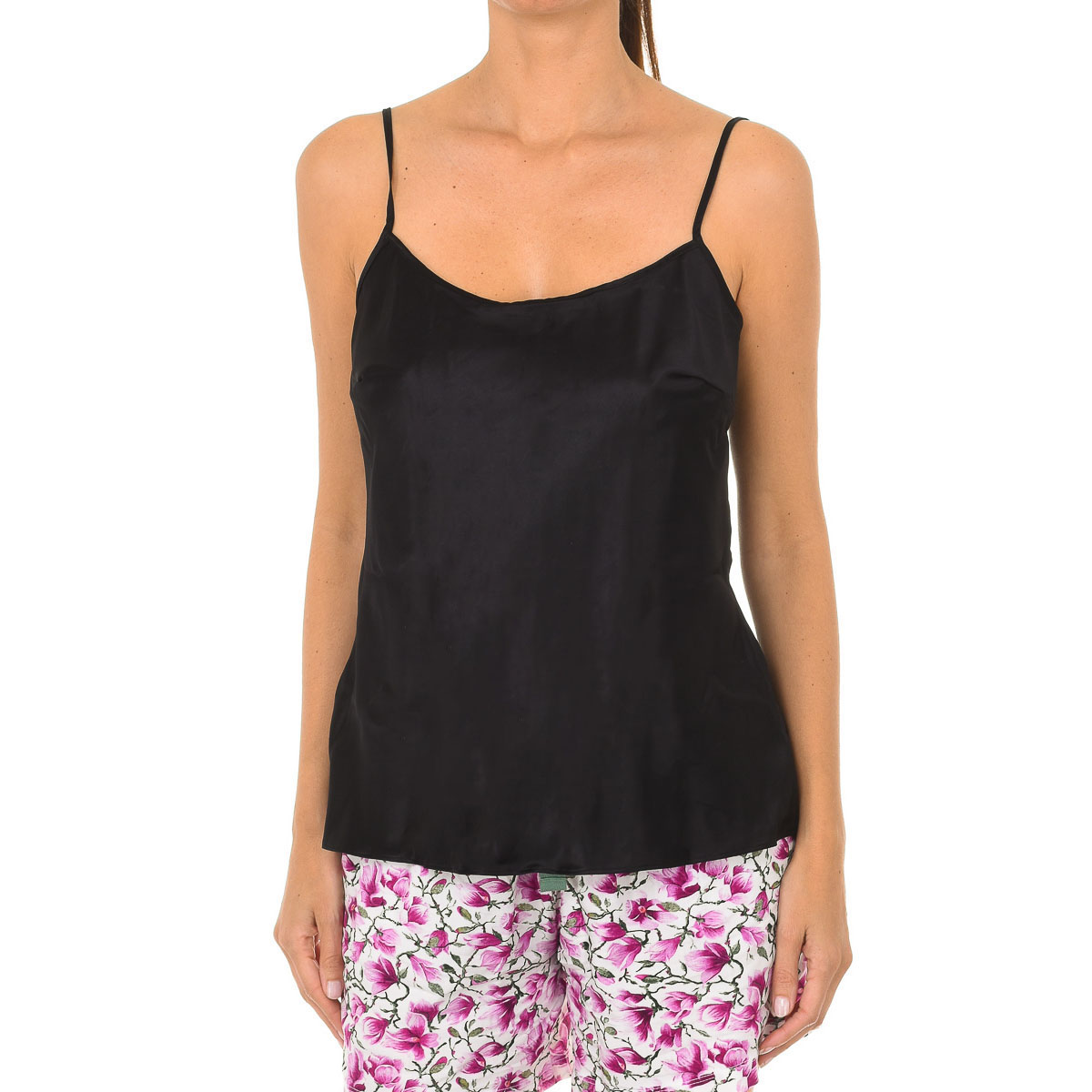 Top Cetim Senhora Preto