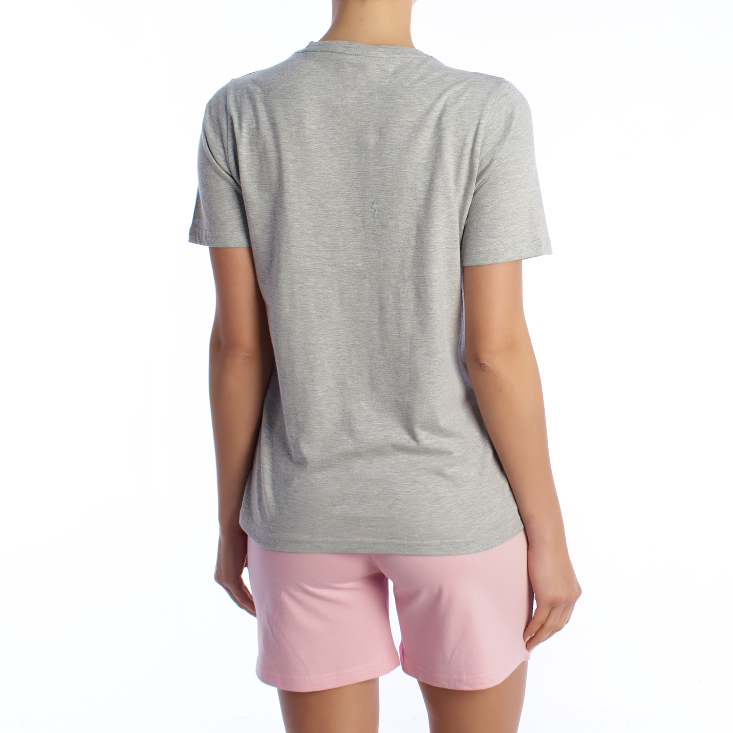 Pijama de Manga Curta Cinzento-Rosa