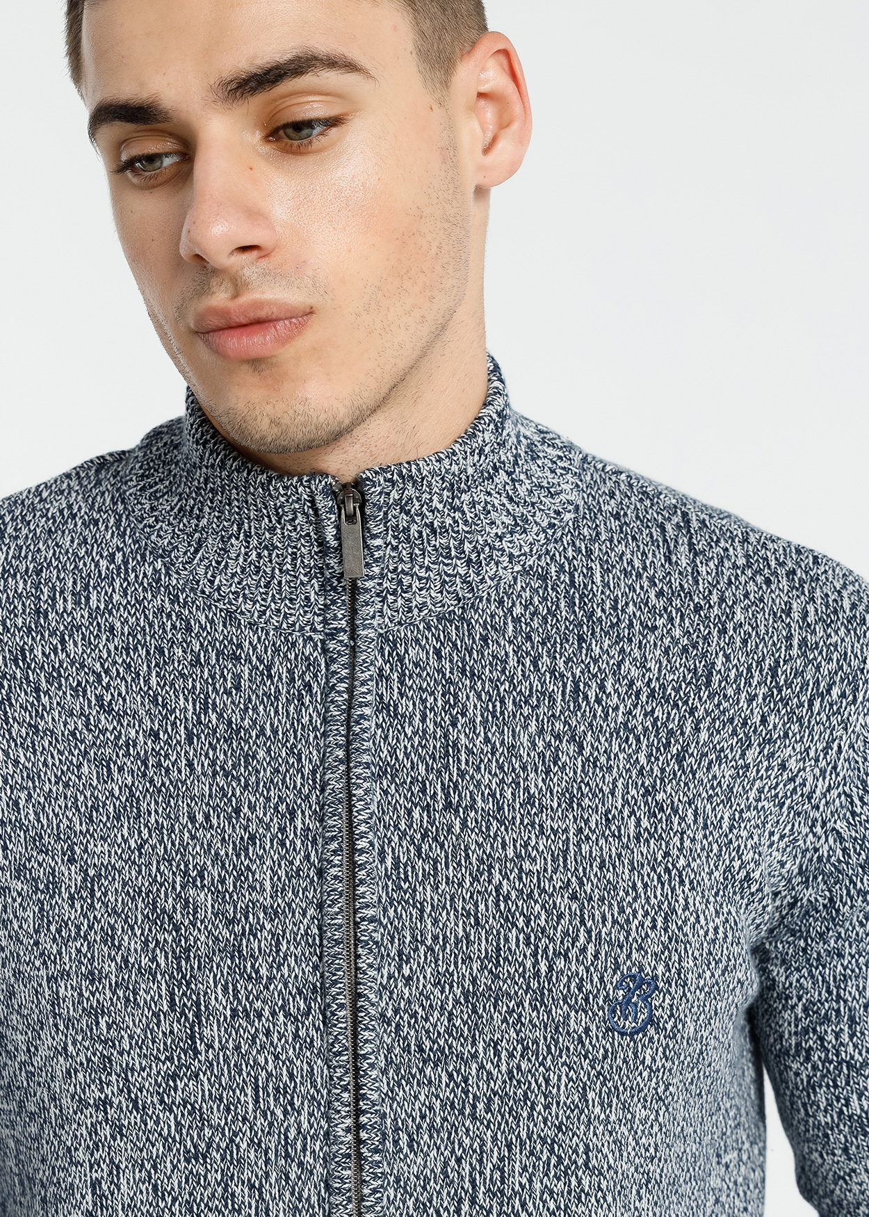 Casaco de Malha com zíper Azul