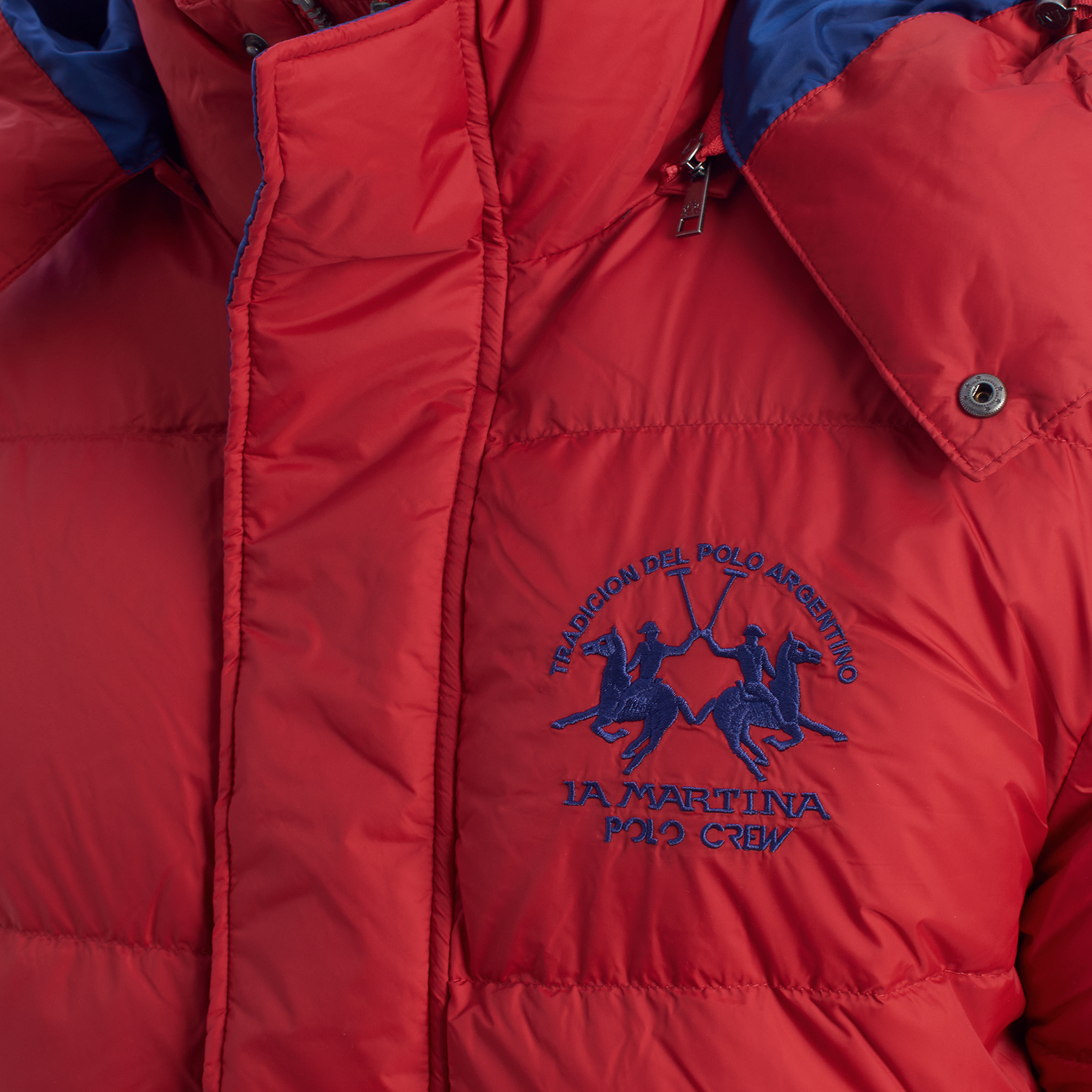 Casaco Acolchoado Homem com Capuz Vermelho