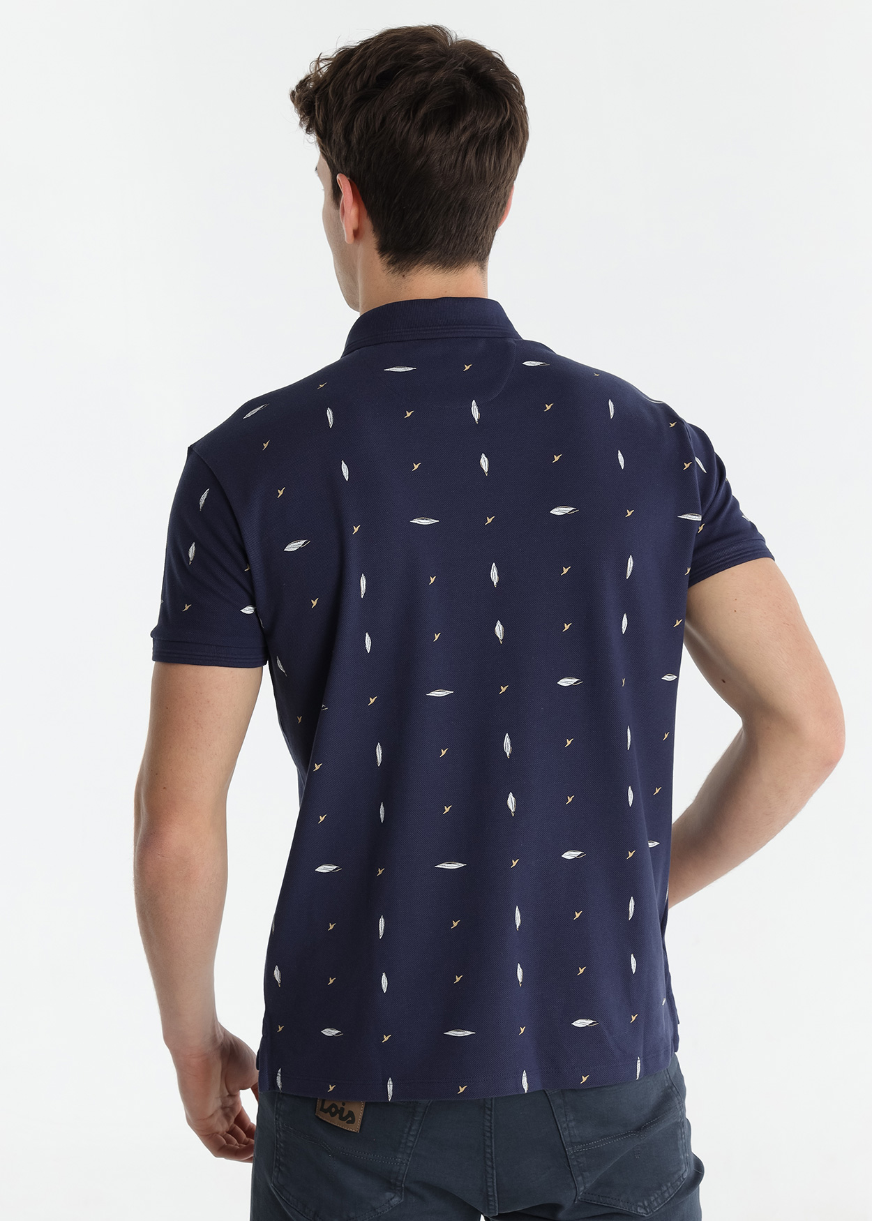 Pólo Estampado Homem Azul