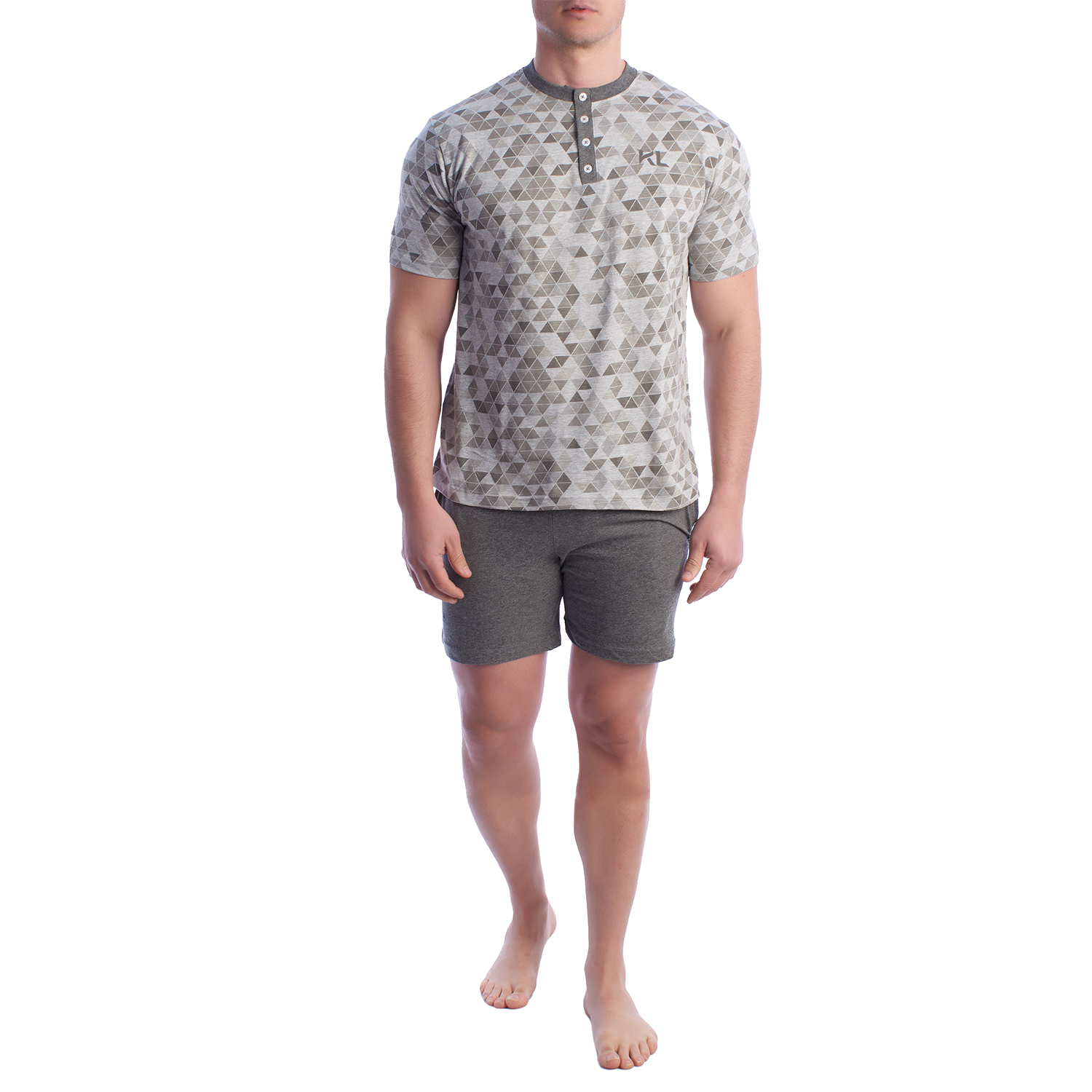 Pijama de Manga Curta Cinzento Escuro