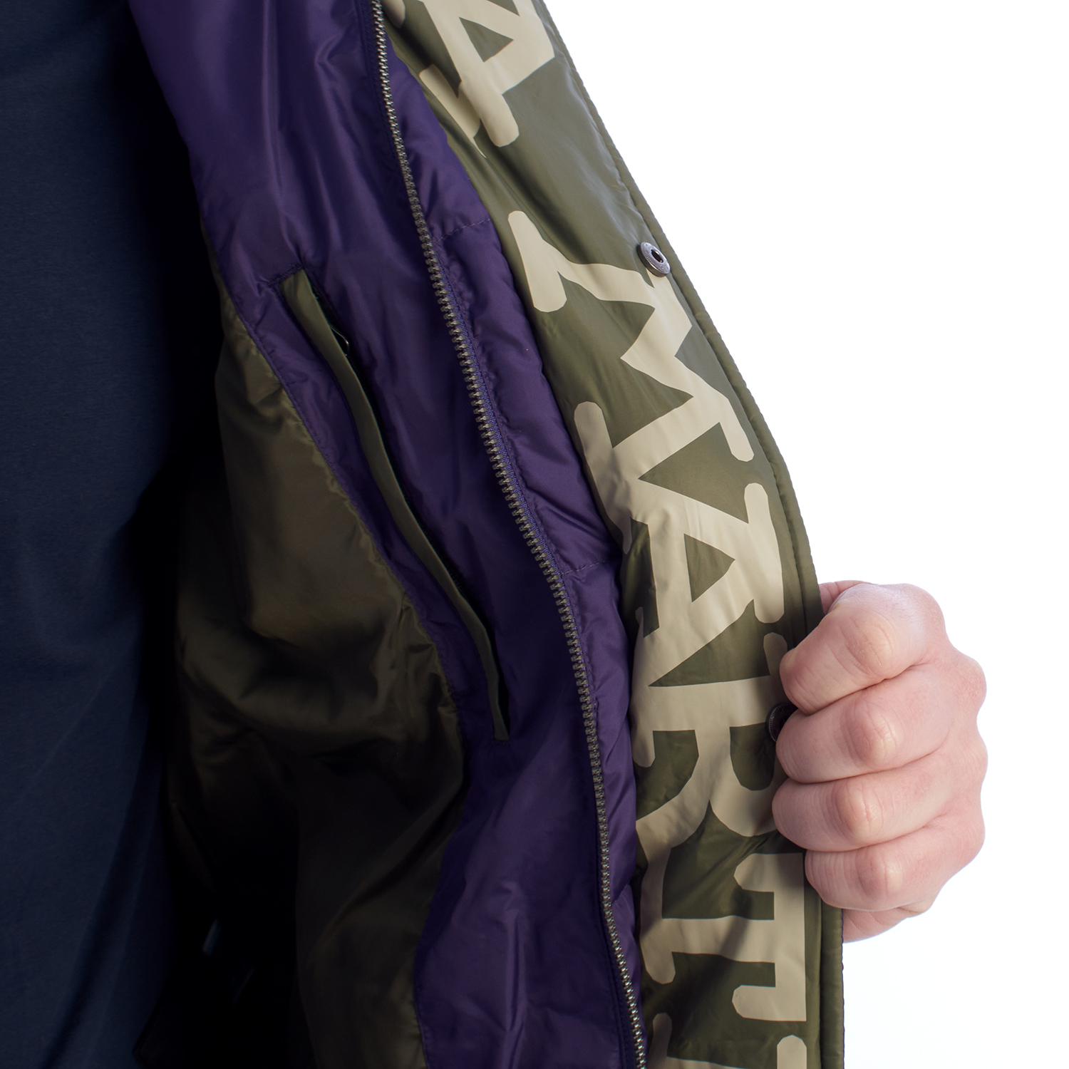 Casaco Acolchoado Homem com Capuz Roxo