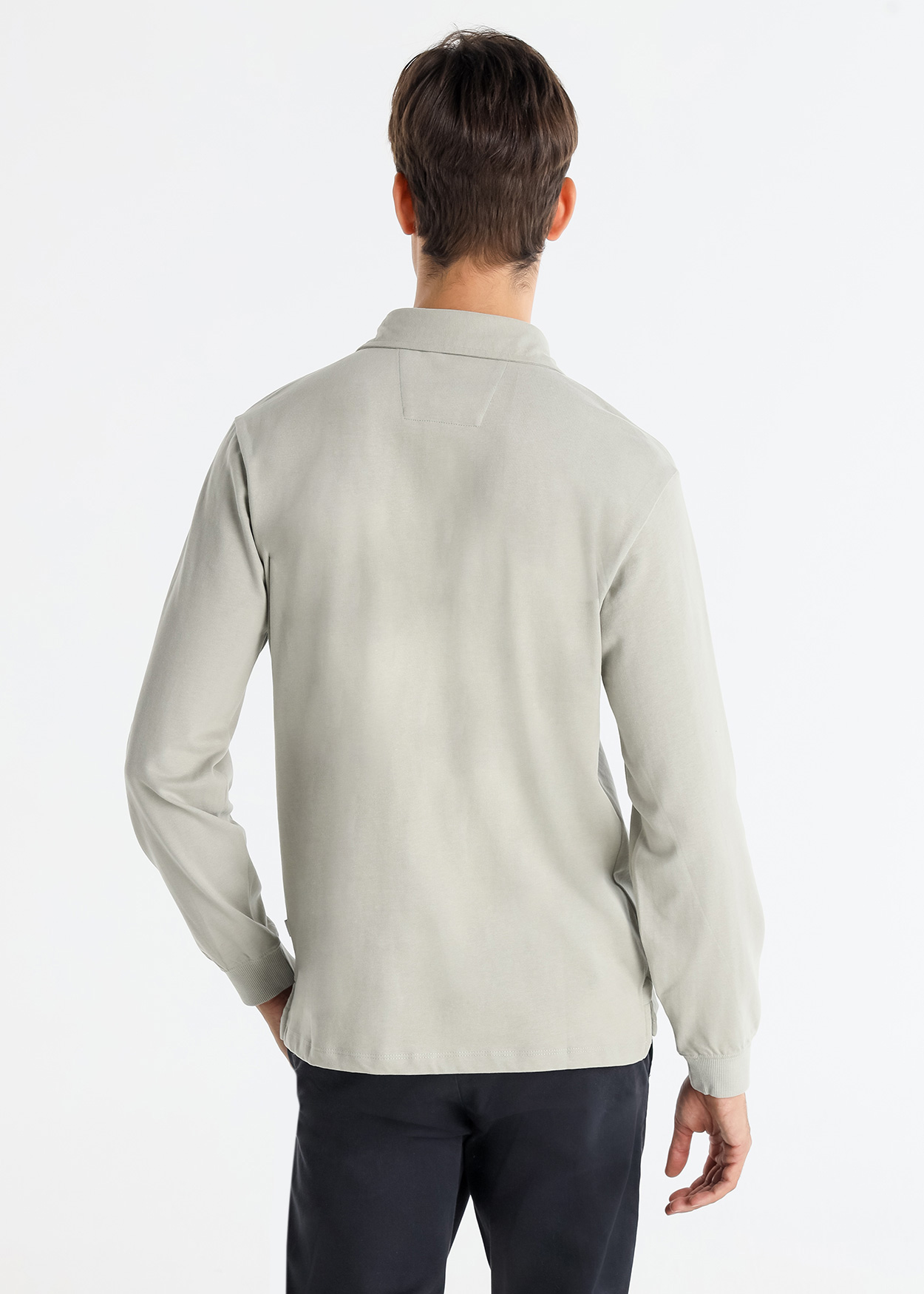 Pólo de manga comprida Cinzento