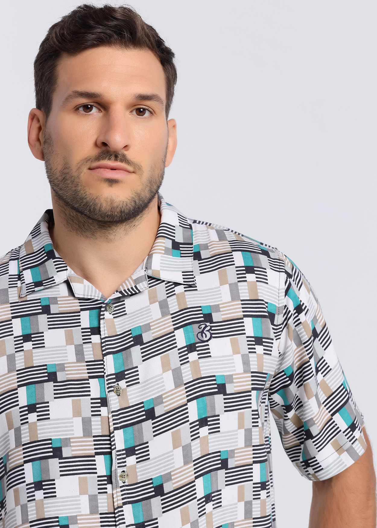 Camisa de manga curta full print Multicor