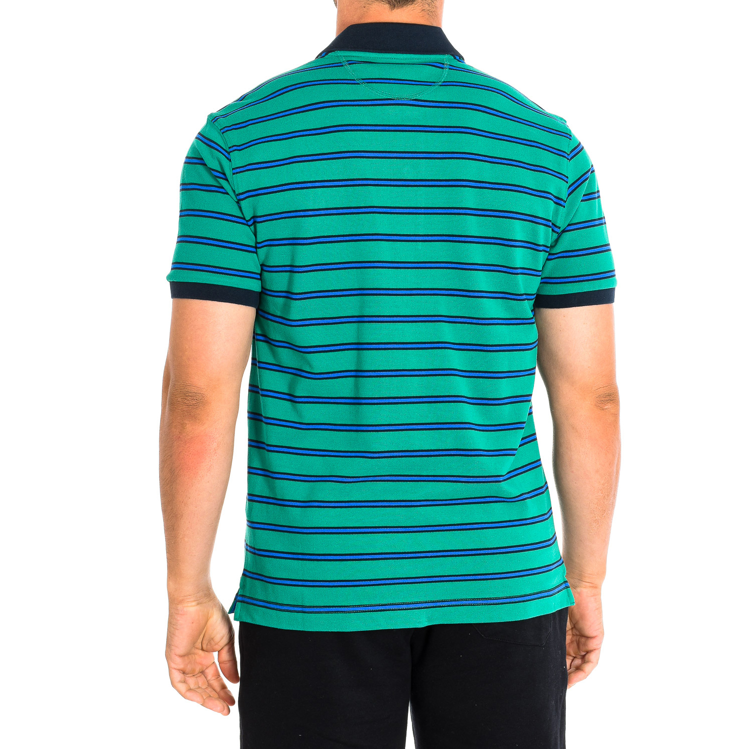 Pólo Homem Verde com Listras Azuis