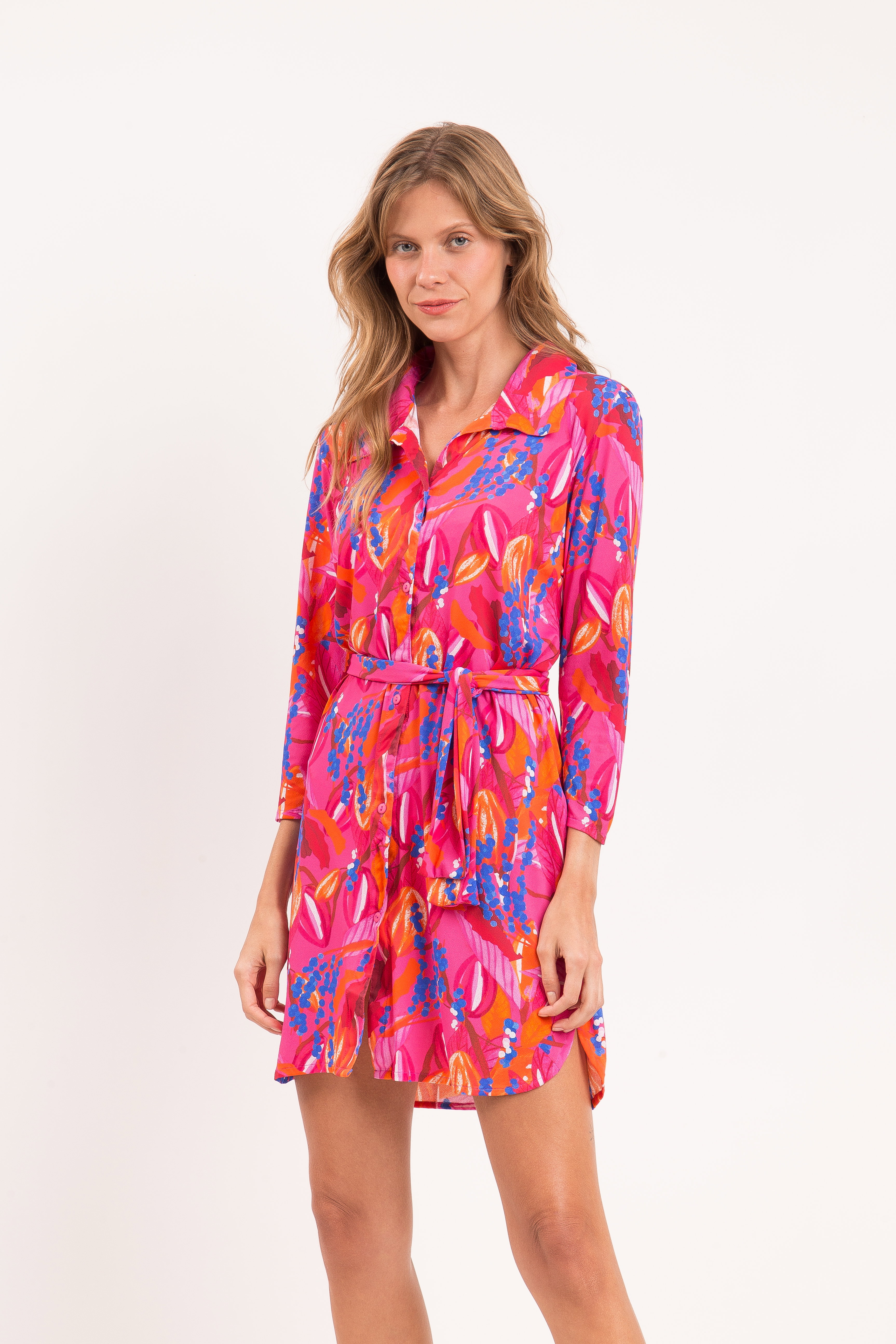Vestido-Camisa Flavors Chemise Rosa