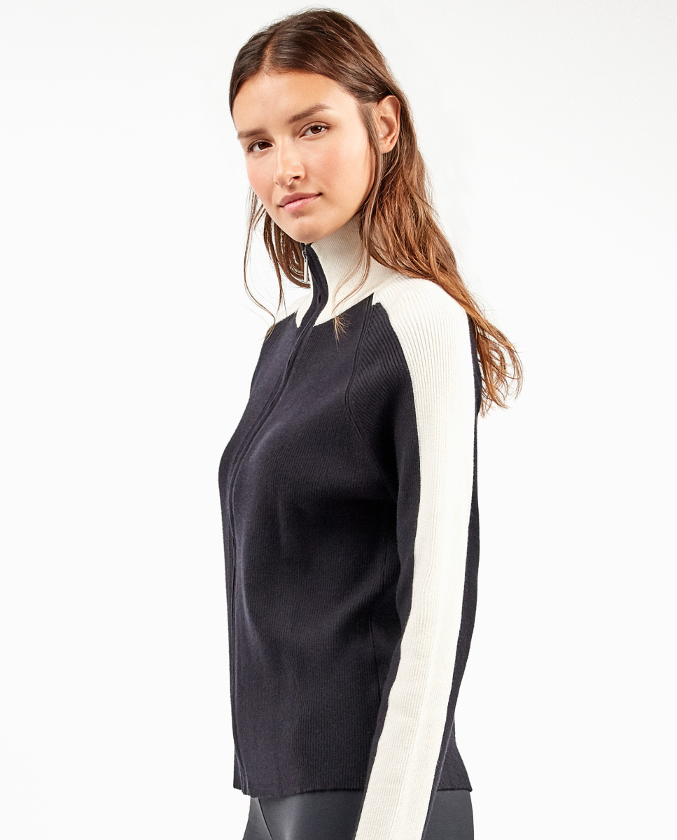 Cardigan de malha bicolor Preto