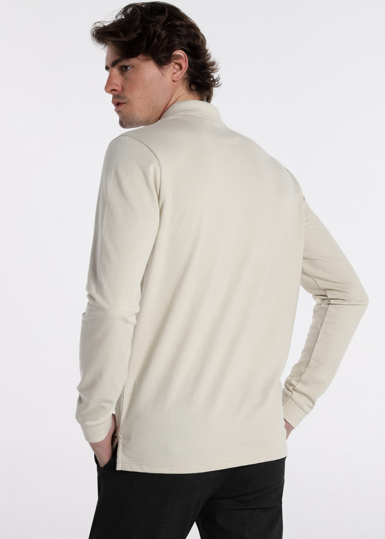 Pólo Básico de manga comprida Castanho