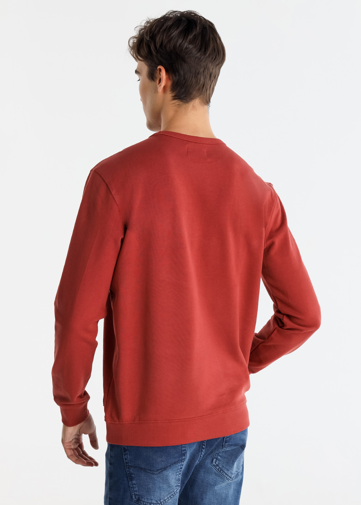 Sweatshirt e gola redonda Vermelho