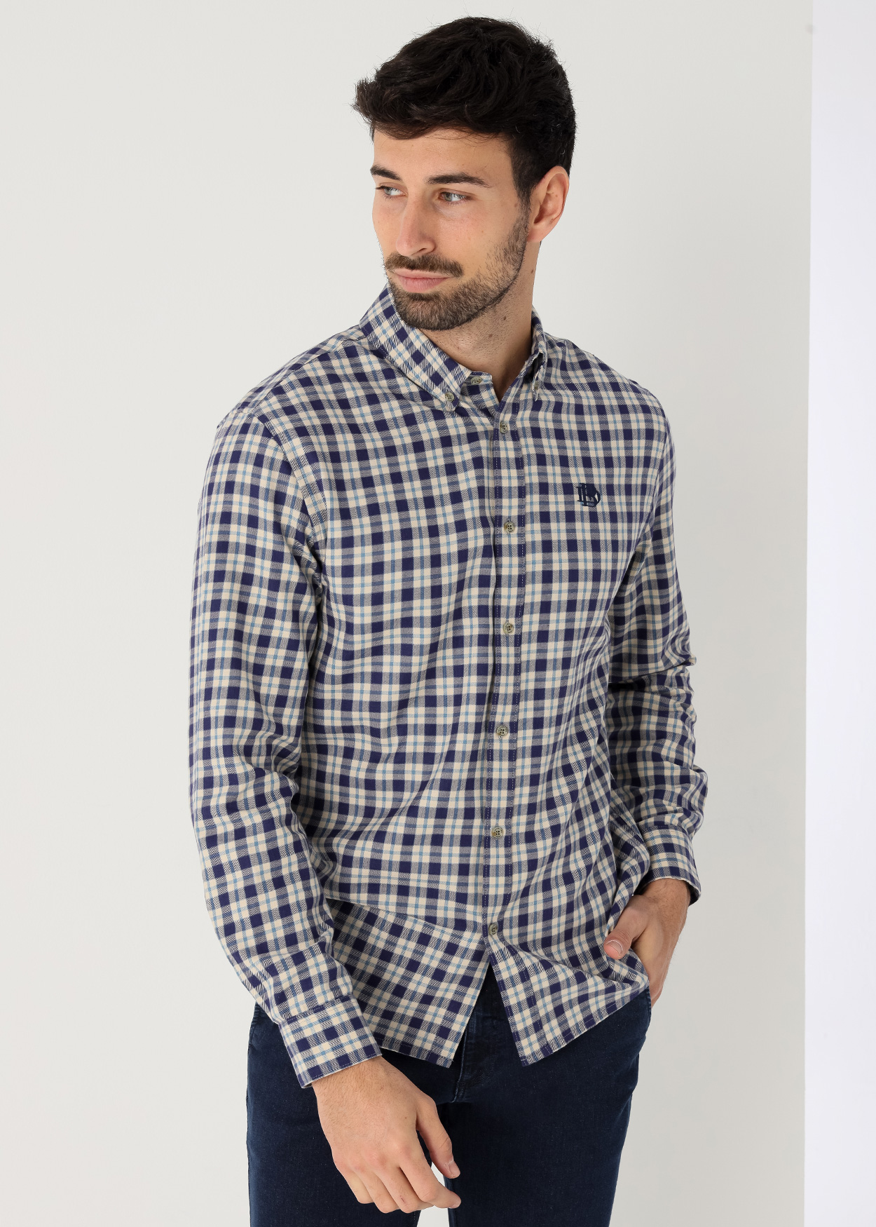 Camisa de manga comprida xadrez Multicor