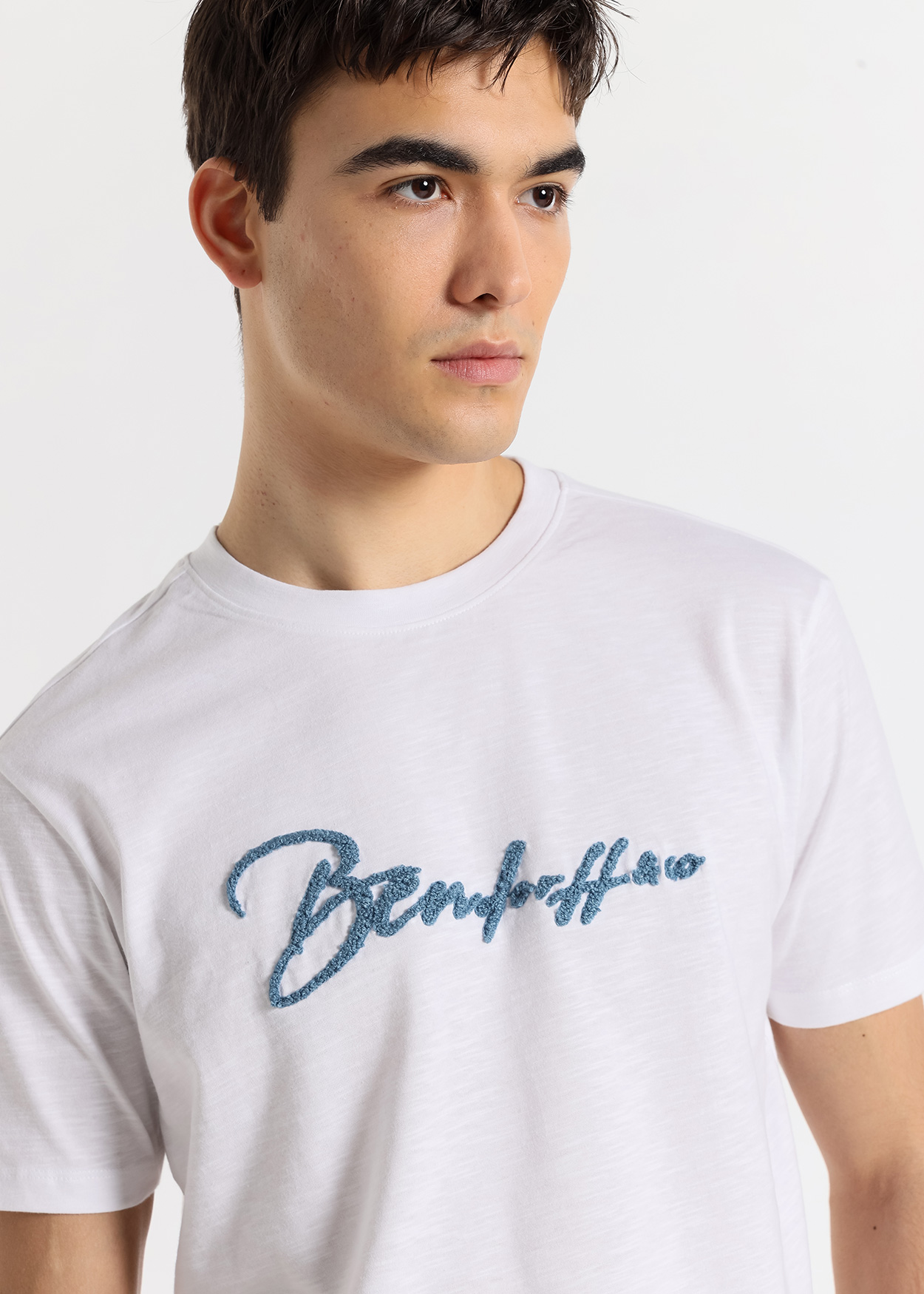 T-Shirt com logo em chenille Branco