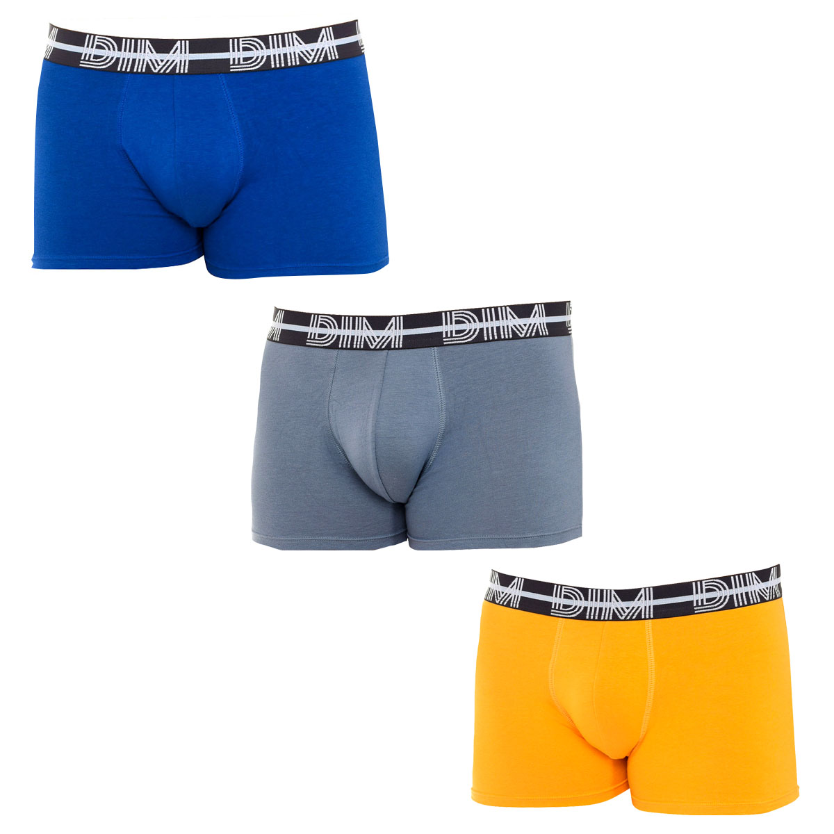 Pack 3 Boxers Homem Azul Amarelo e Cinzento
