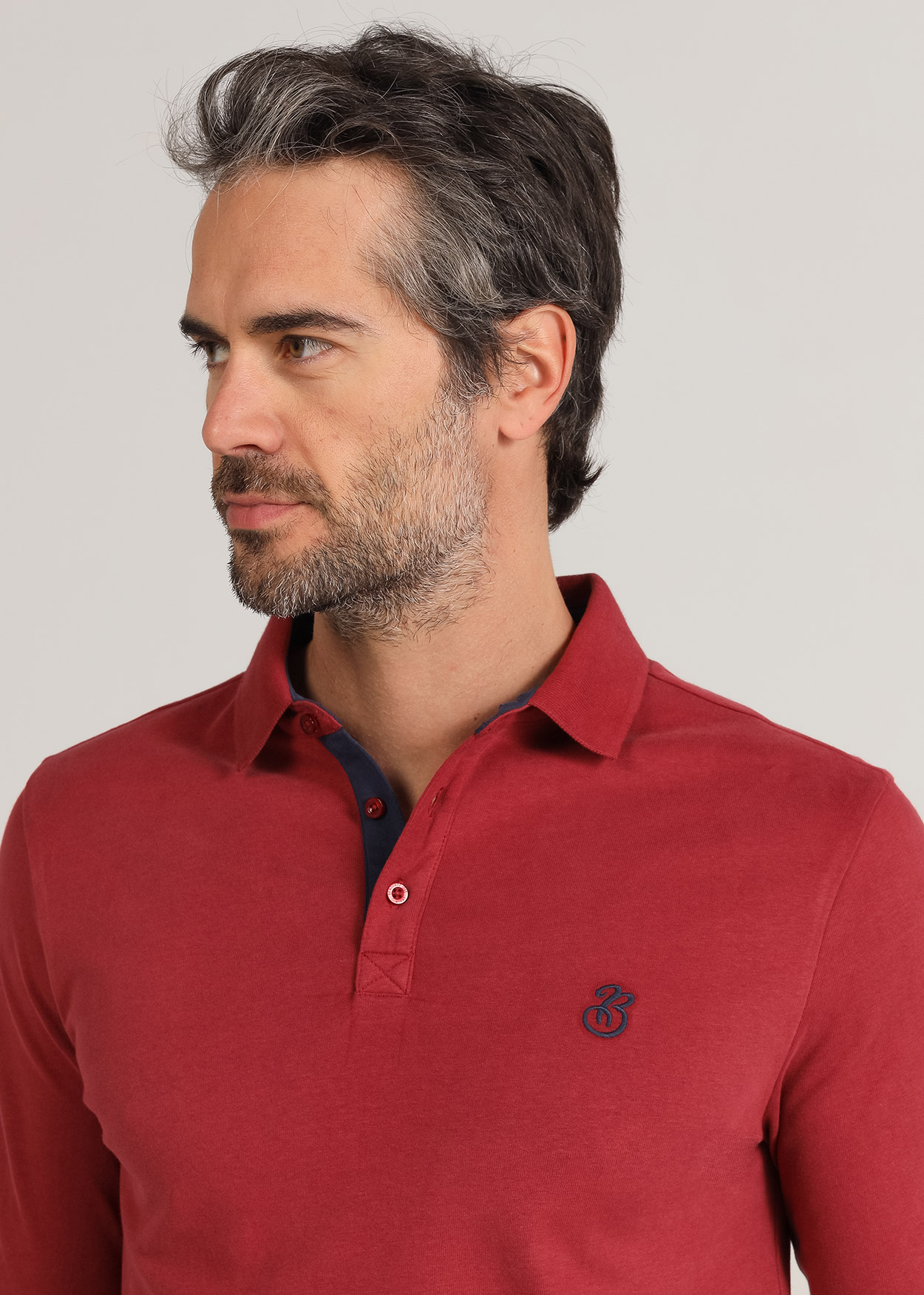 Pólo Básico de manga comprida Vermelho