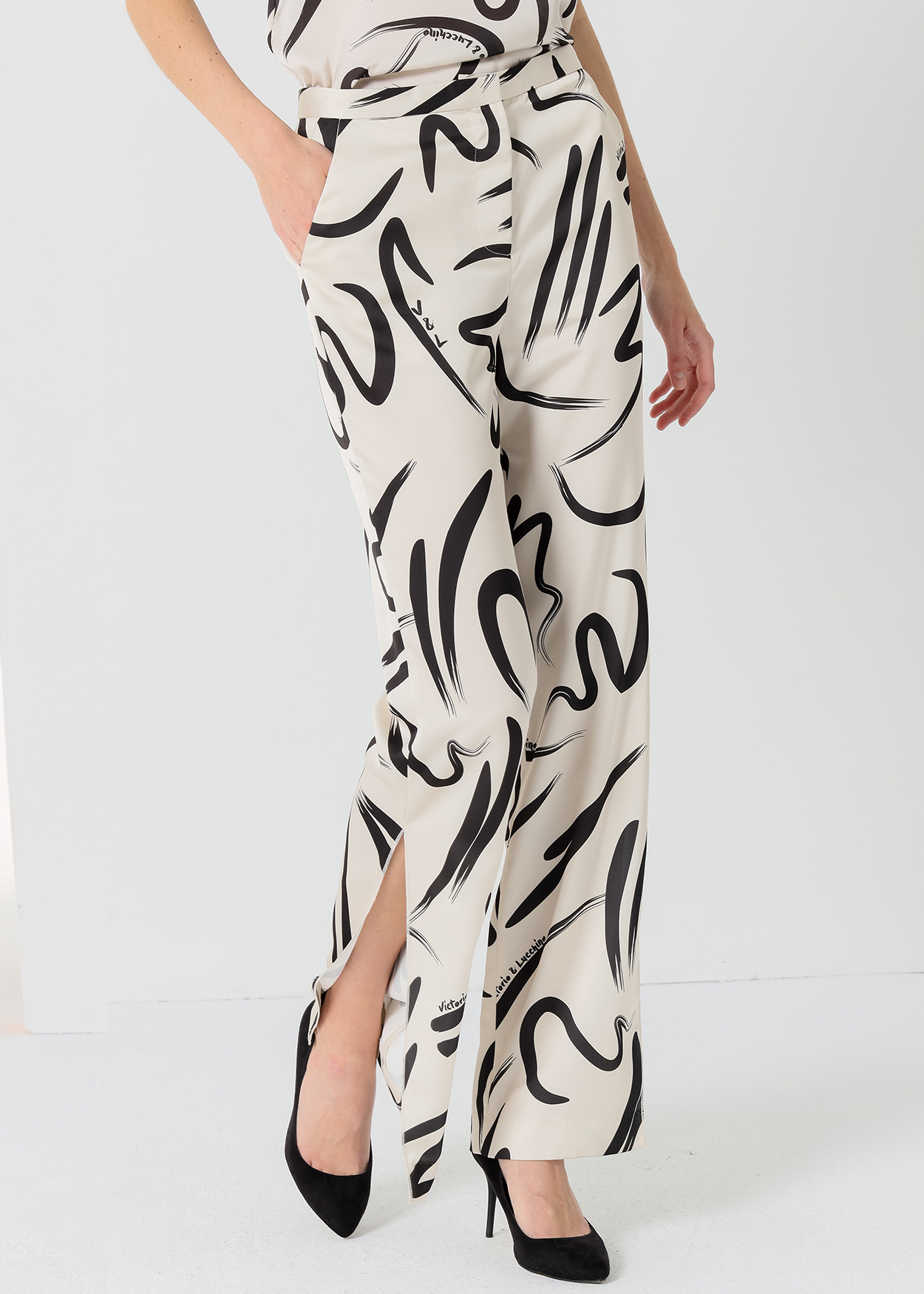 Calças Fluídas Senhora Multicolorido