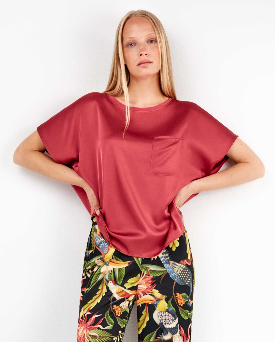 Blusa de cetim Vermelho