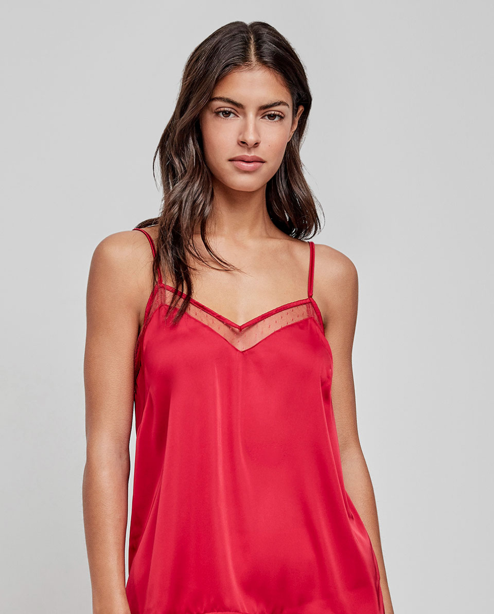 Top de cetim Vermelho