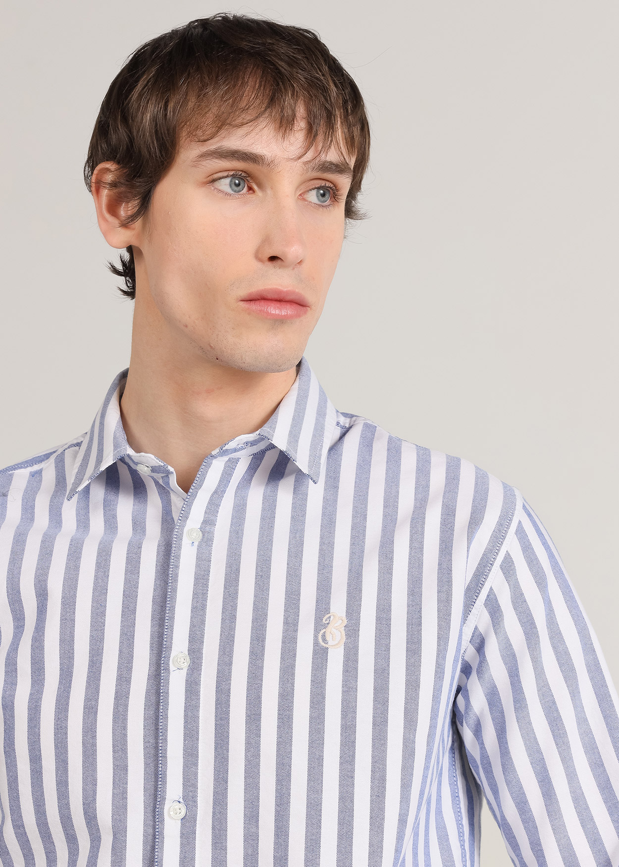 Camisa Oxford de Manga Comprida Azul