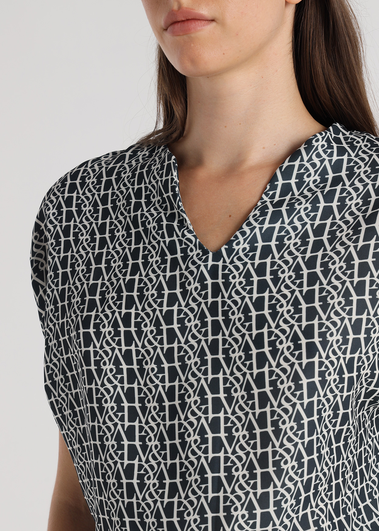 Blusa de manga curta Senhora Azul