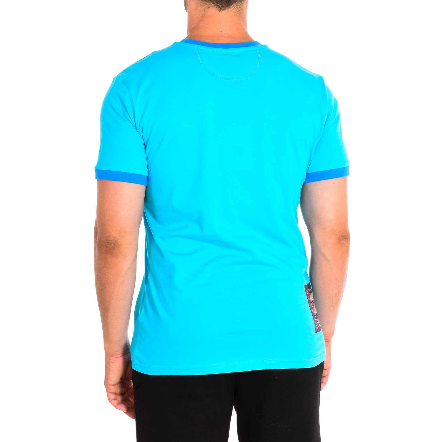 T-Shirt Homem Azul e Laranja