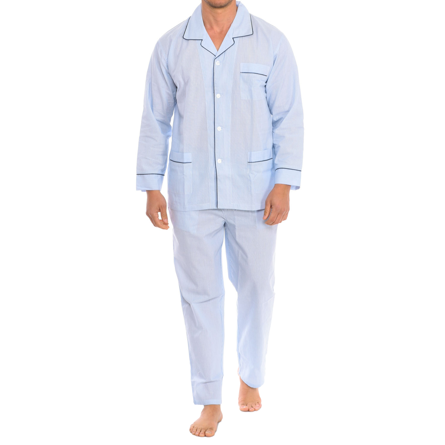 Pijama de Manga Comprida Azul Claro