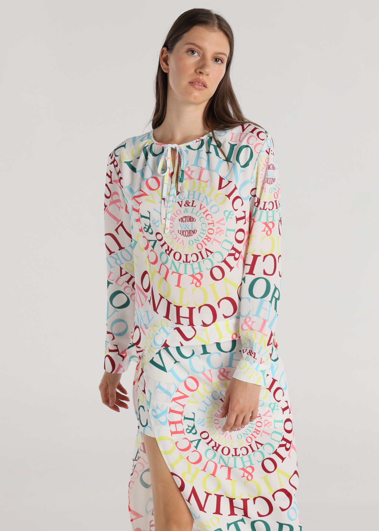 Blusa com laço Senhora Multicolorido