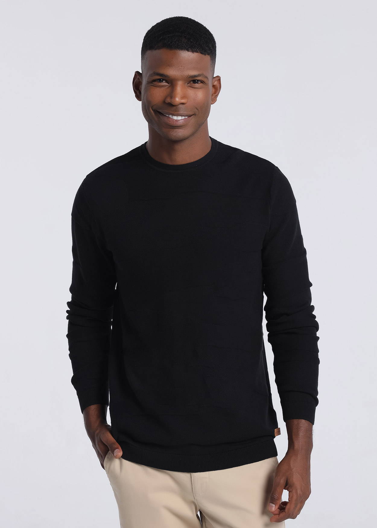 Camisola de gola redonda Preto