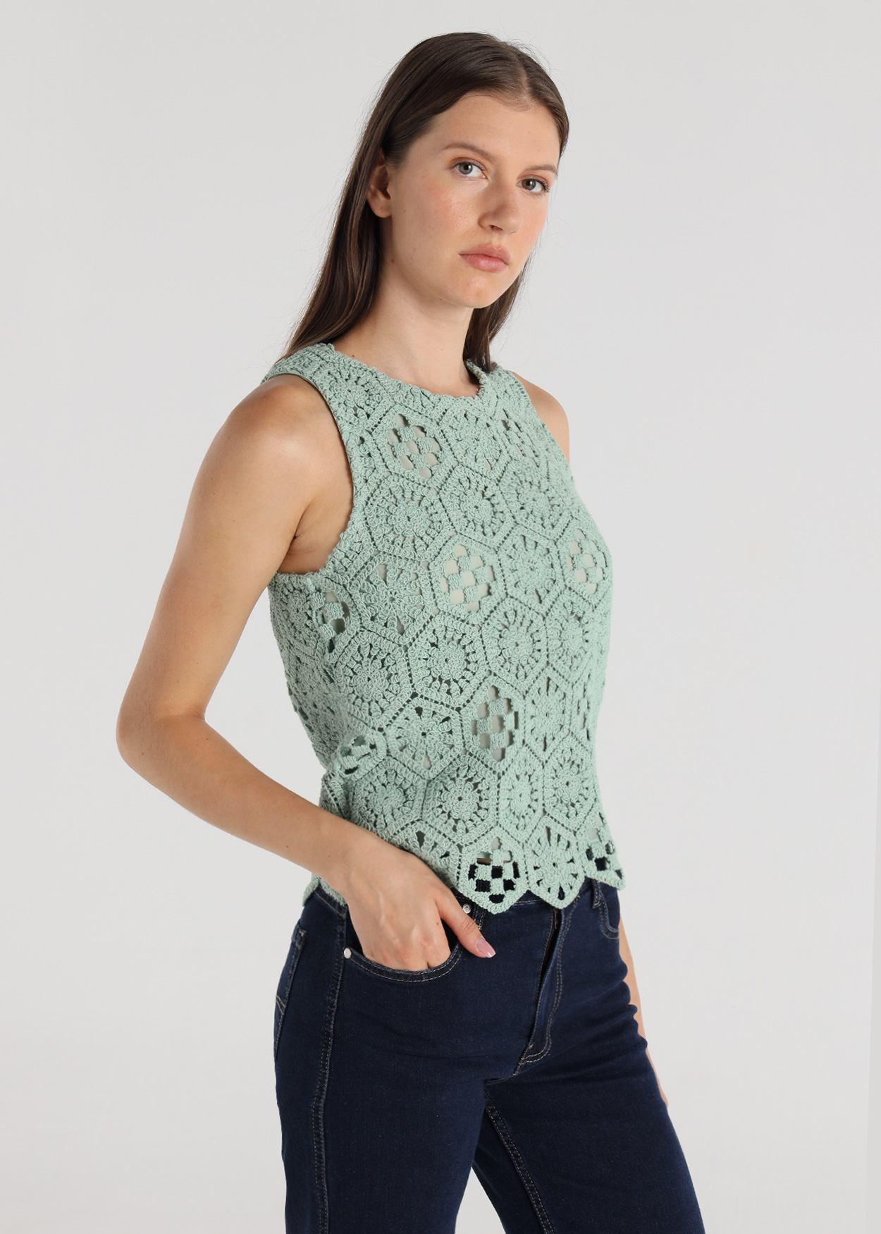 Top de crochê Senhora Verde