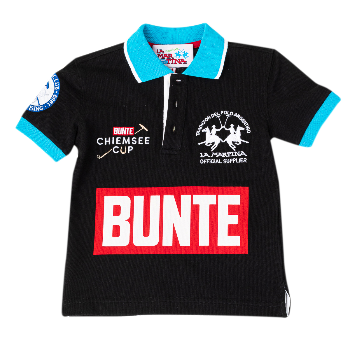 Pólo Menino Preto e Azul