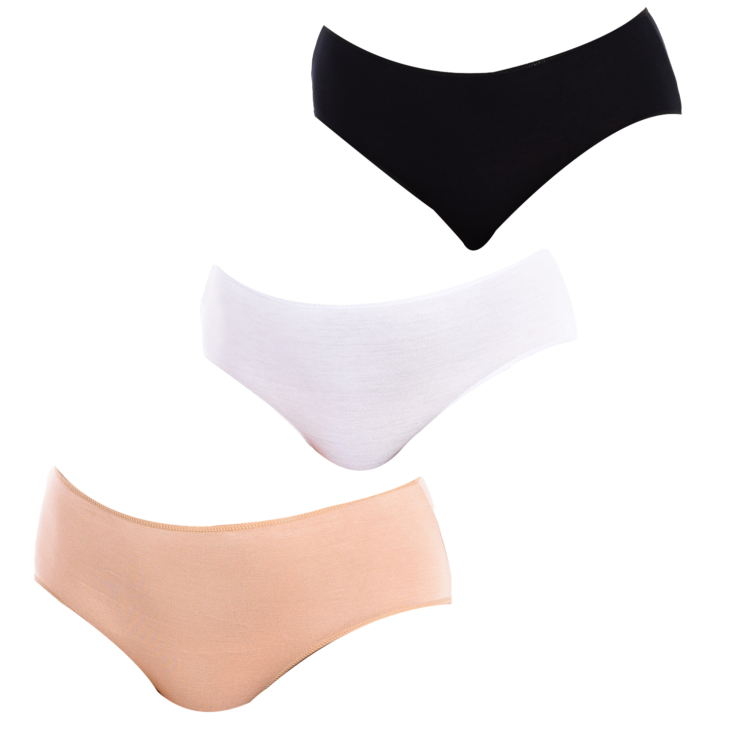 Pack 3 Cuecas Subidas Branco-Preto-Bege