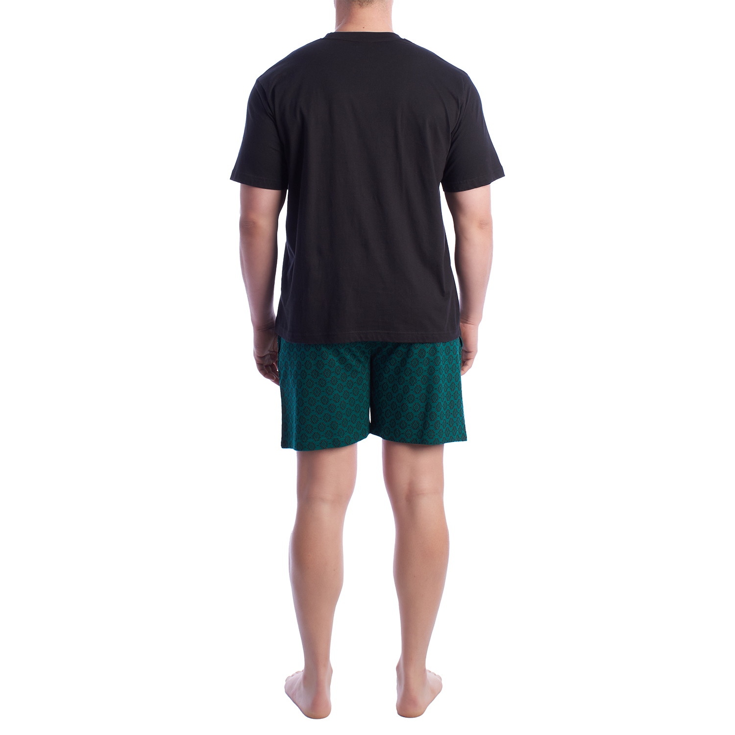 Pijama de Manga Curta Preto-Verde