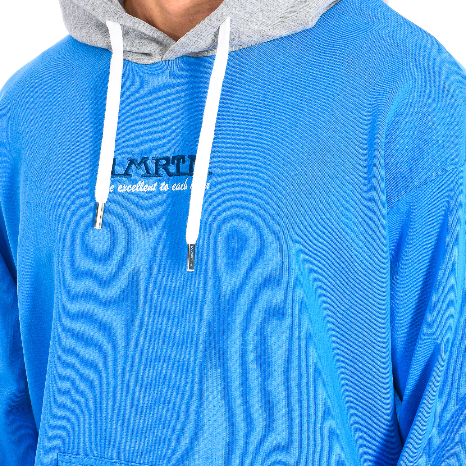 Sweatshirt com Capuz Homem com Capuz Azul e Cinzento