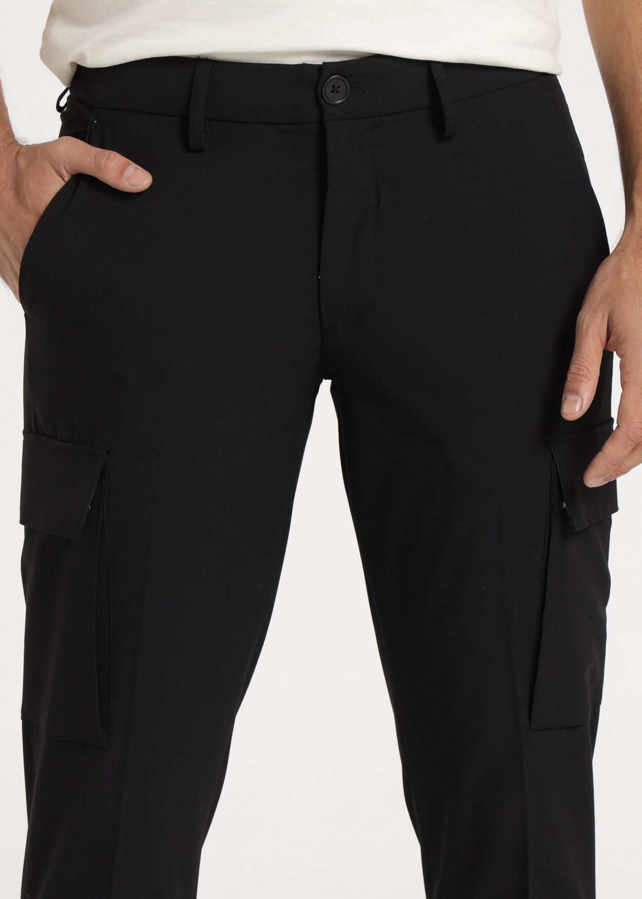 Calças Cargo Homem Preto