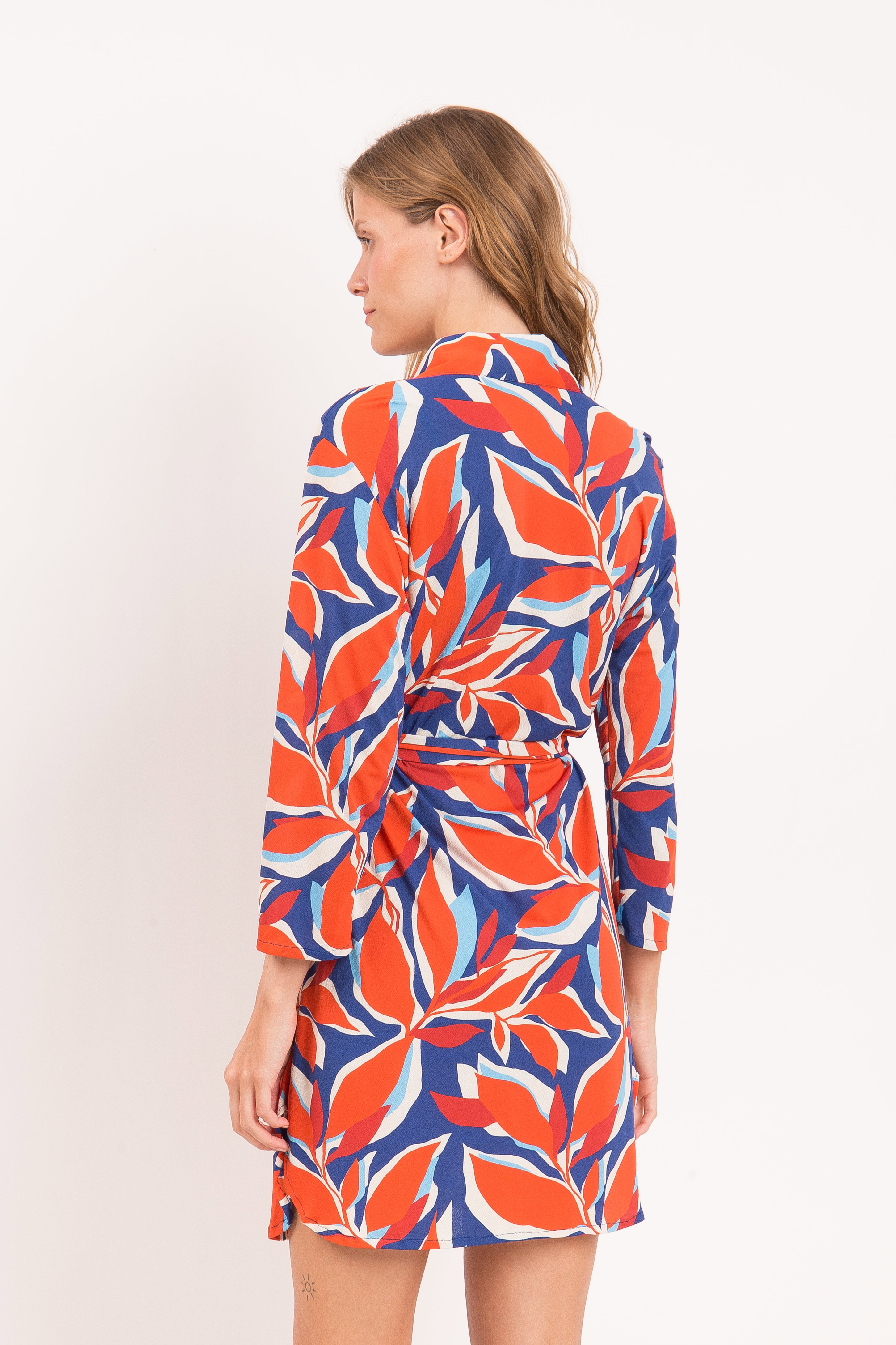 Vestido-Camisa Leaves Chemise Azul