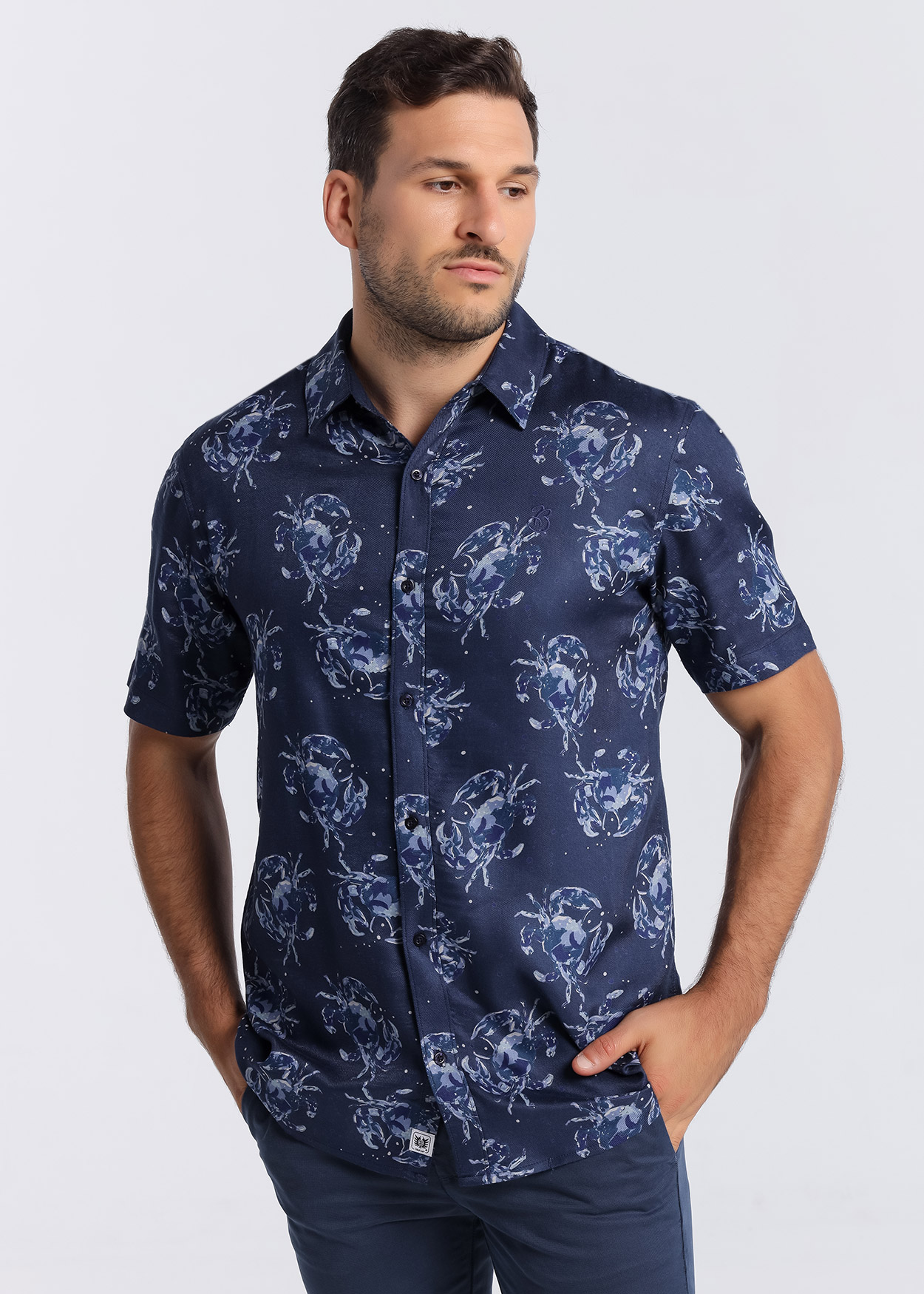 Camisa de manga curta Azul