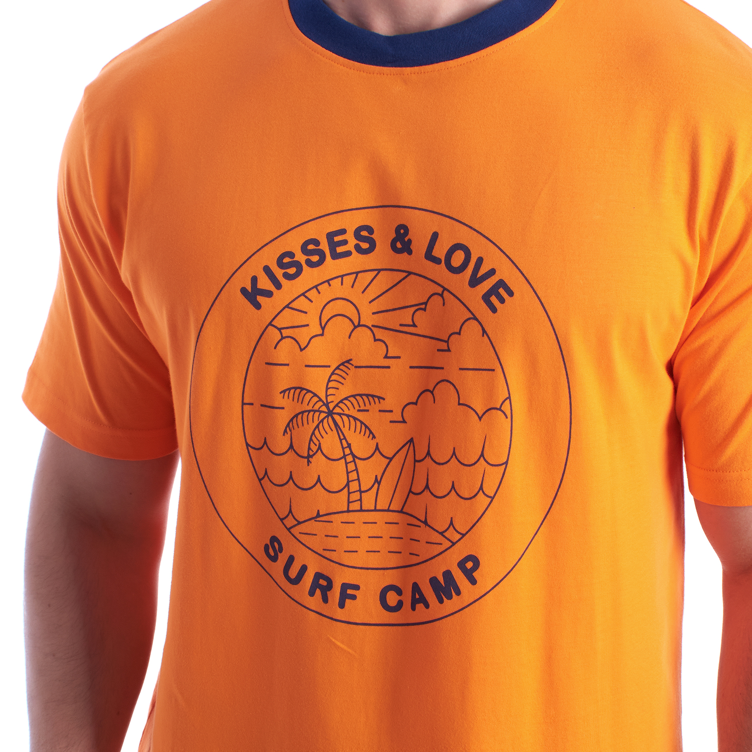 Pijama de Manga Curta Azul-Laranja