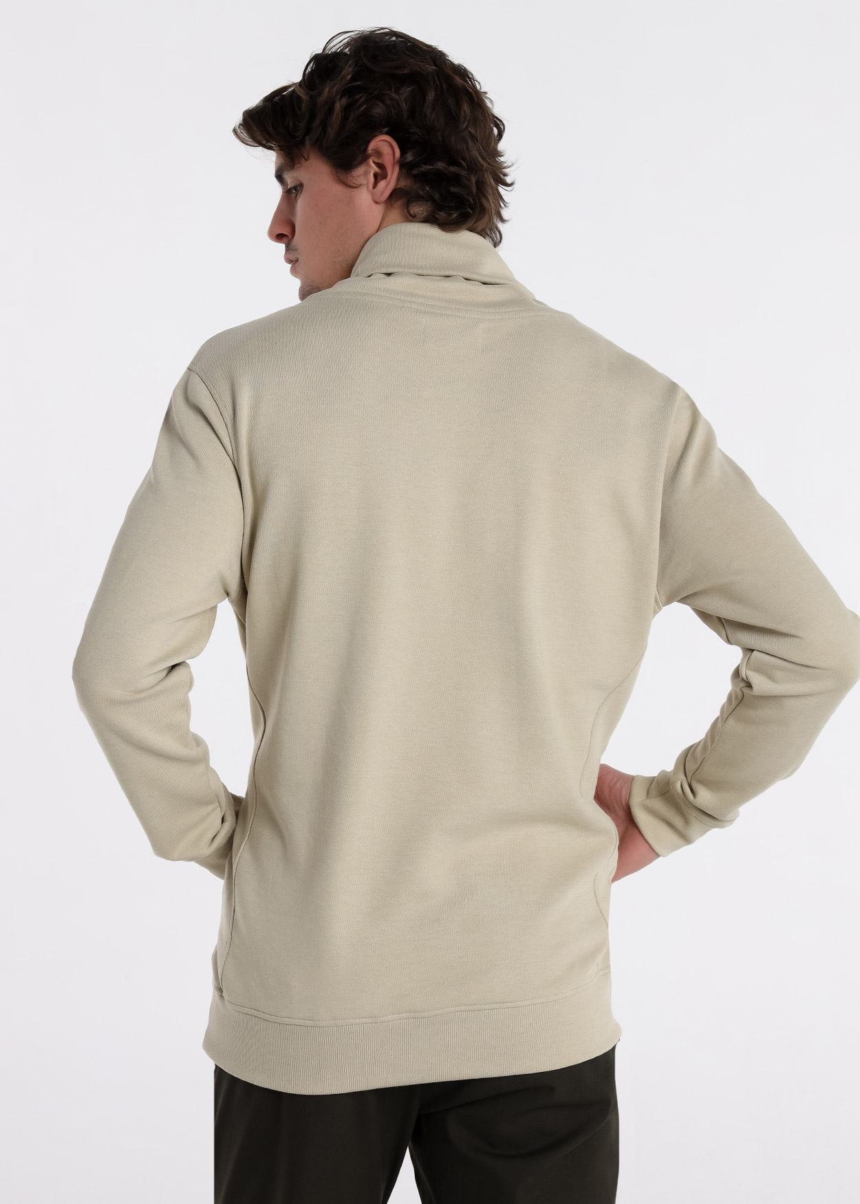 Sweatshirt com Gola Redonda Bege