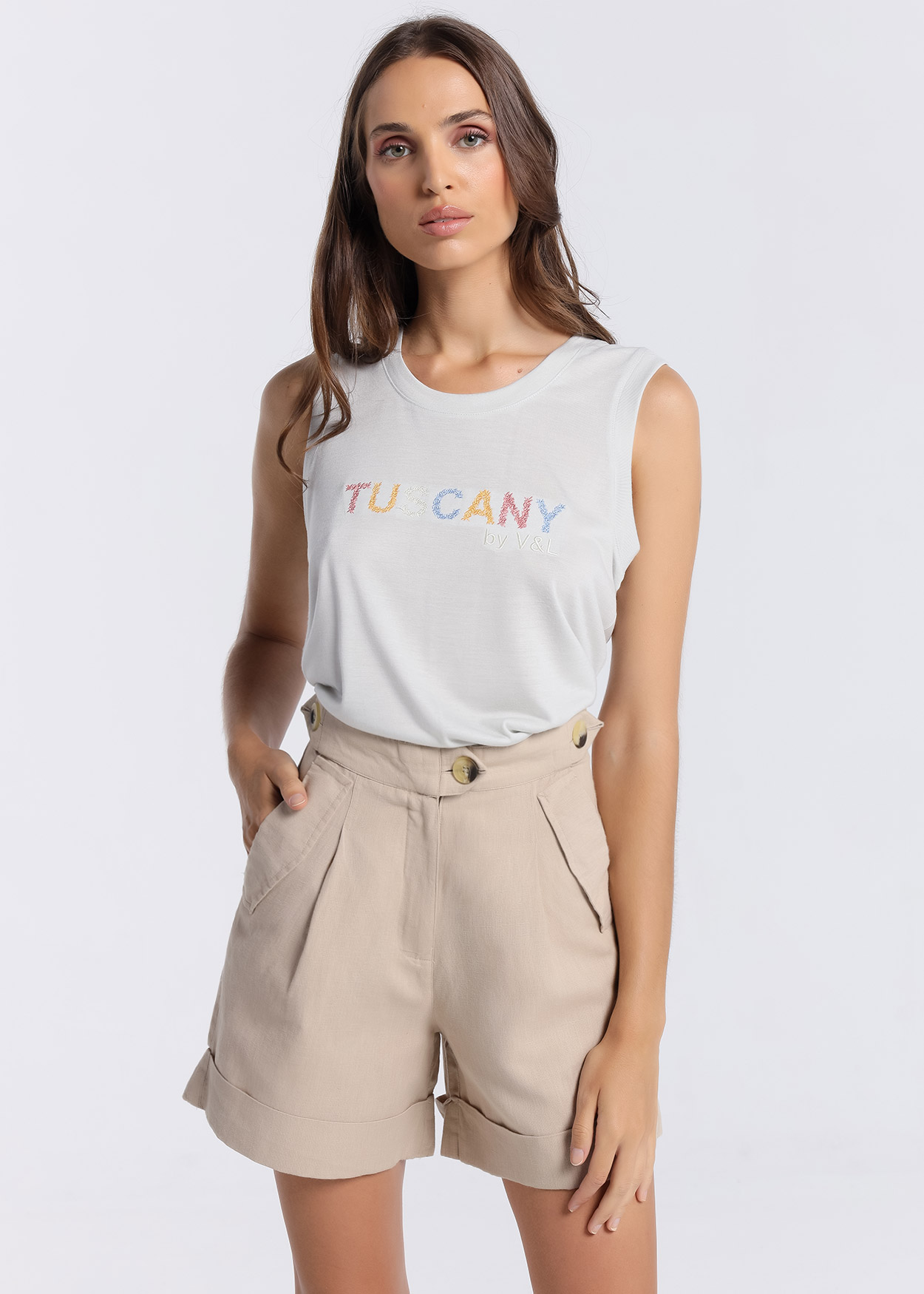 Calções Senhora Bege