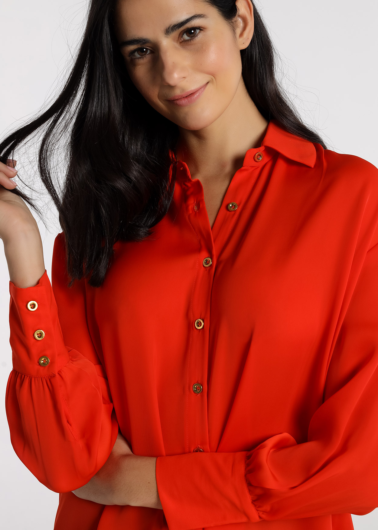 Camisa de cetim Senhora Vermelho