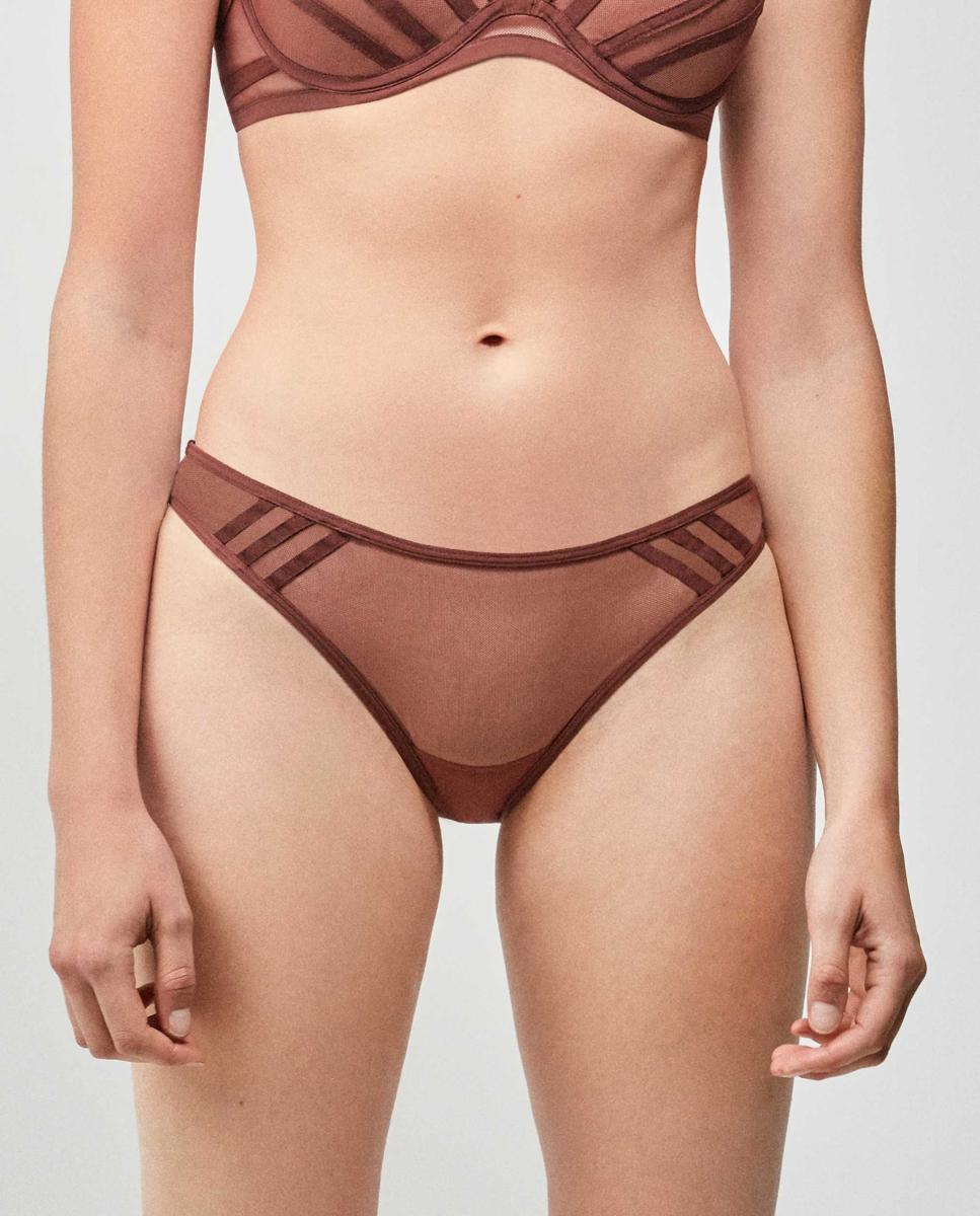 Cuecas estilo brasileiro em tecido confortável Castanho