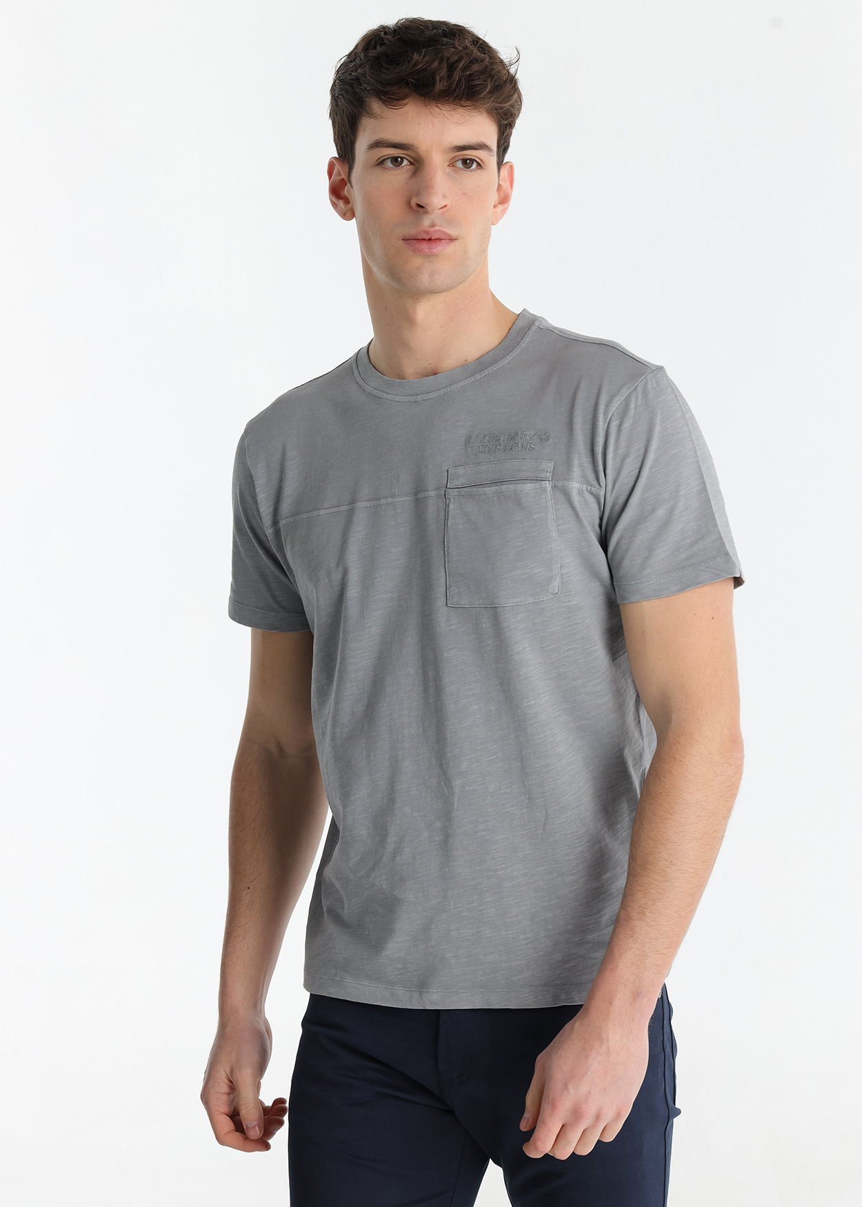 T-Shirt com bolso Homem Cinzento