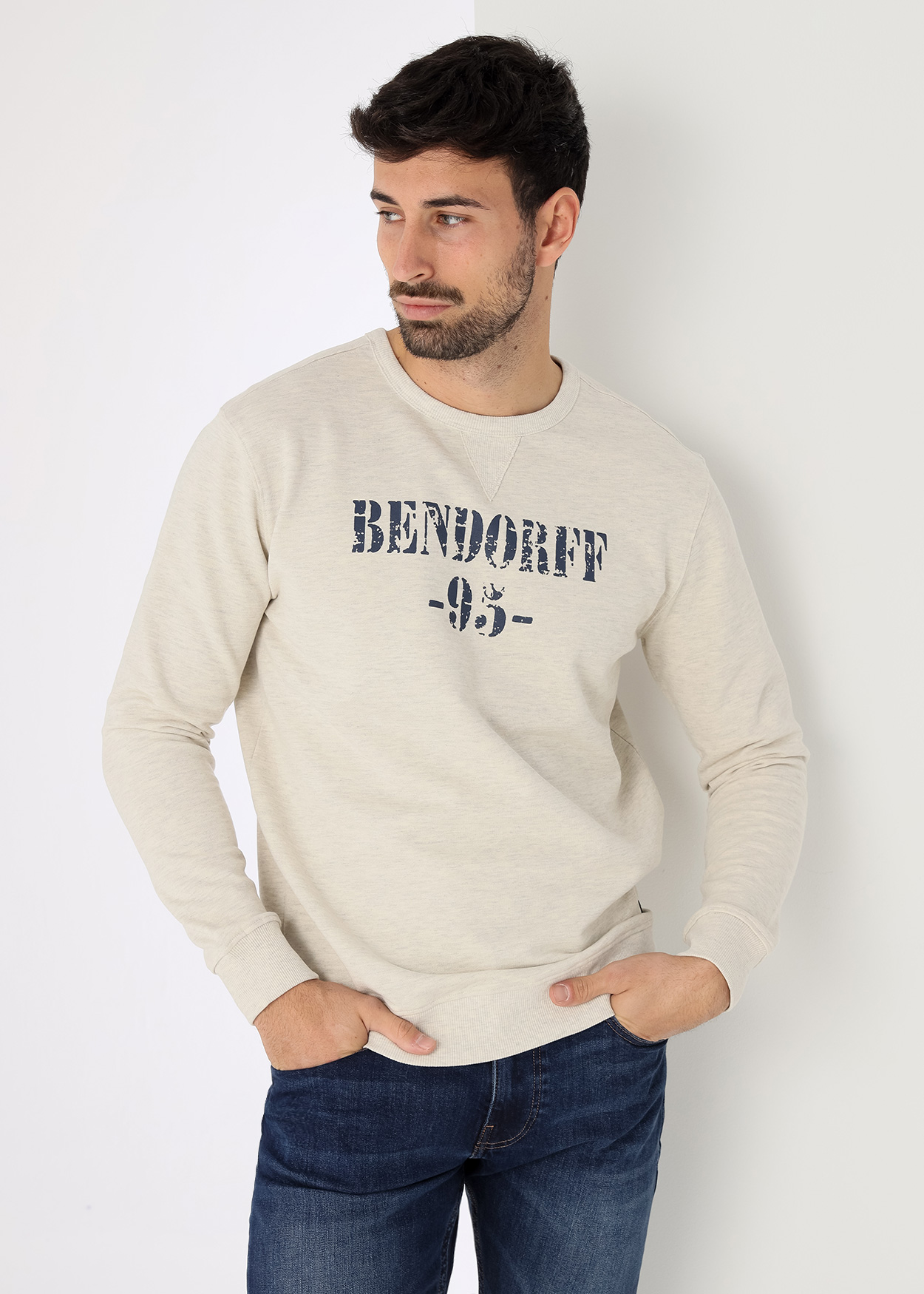 Sweatshirt e gola redonda Cinzento