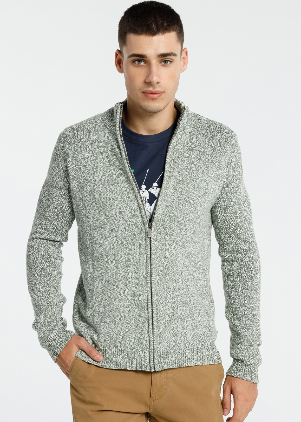 Casaco de Malha com zíper Verde