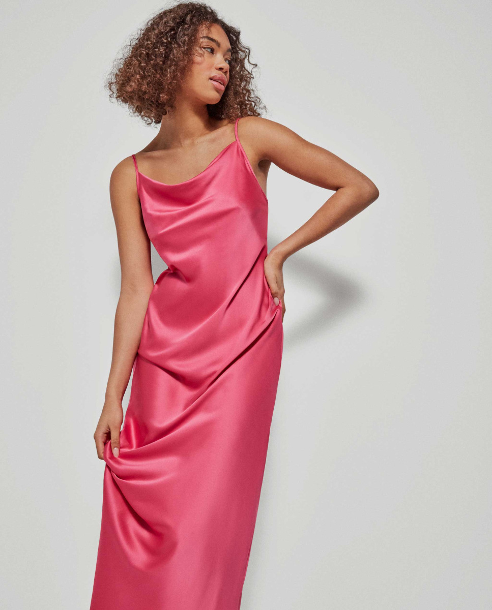 Vestido longo de cetim Rosa