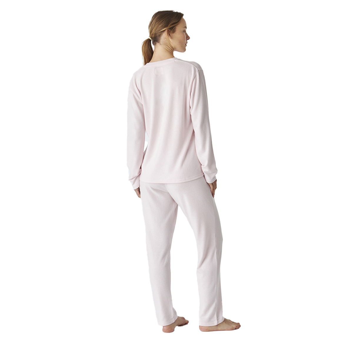 Pijama de Malha Suave Senhora Manga Comprida Rosa