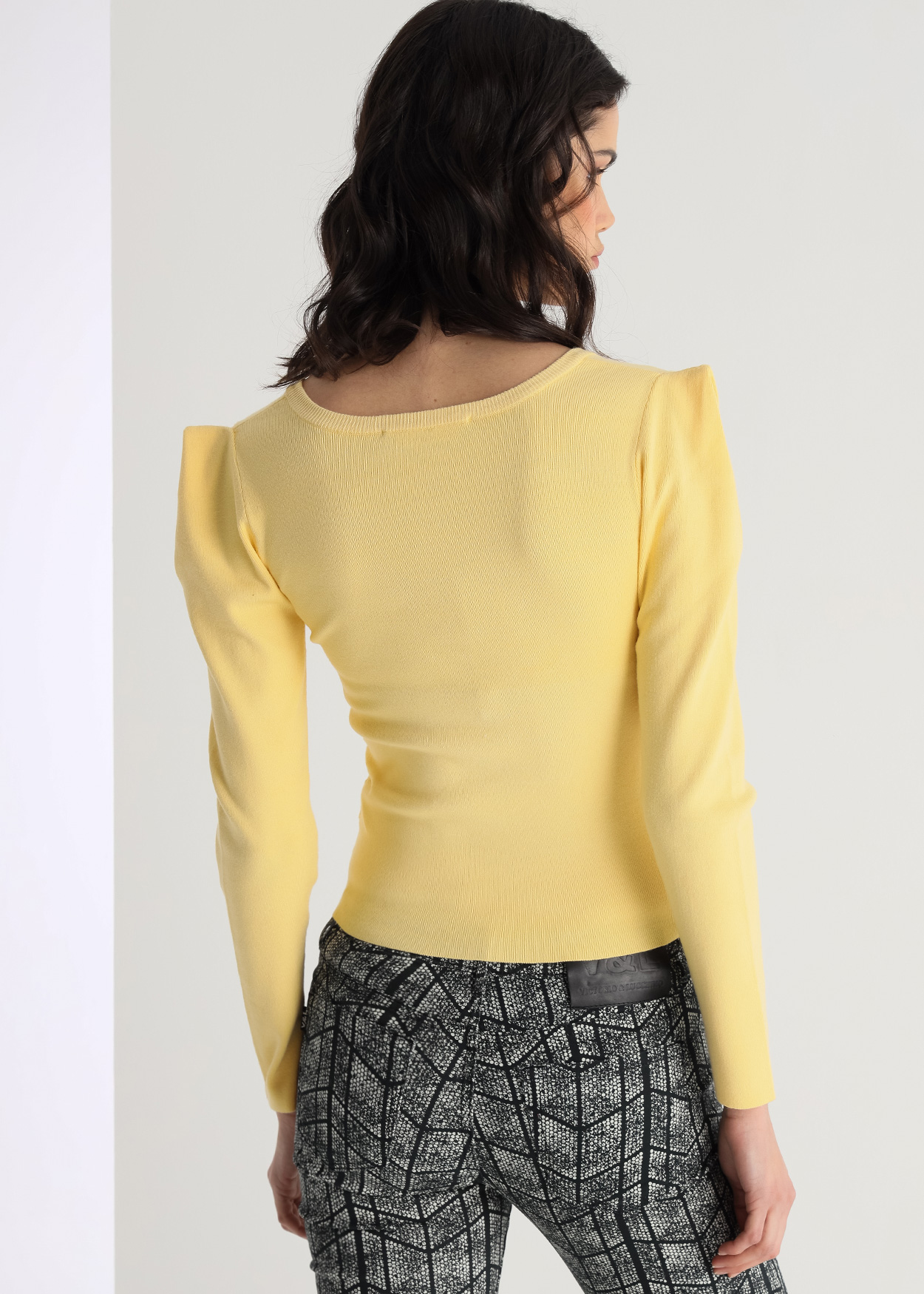 Camisola decote V Senhora Amarelo