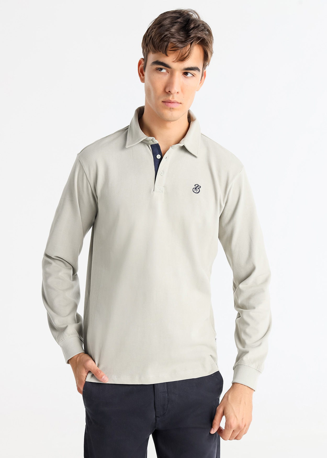 Pólo de manga comprida Cinzento