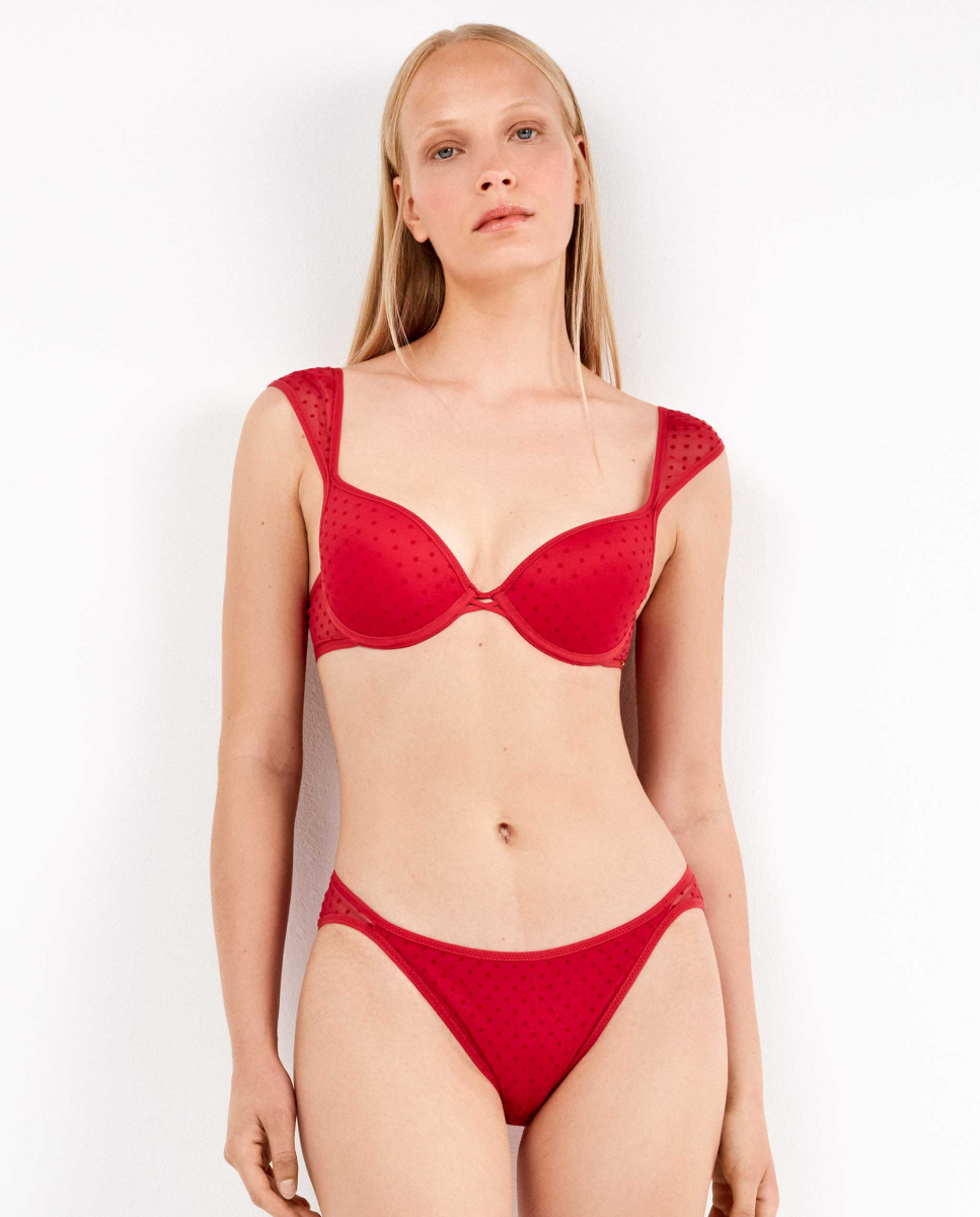 Soutien Push-Up em tule plumetti Vermelho