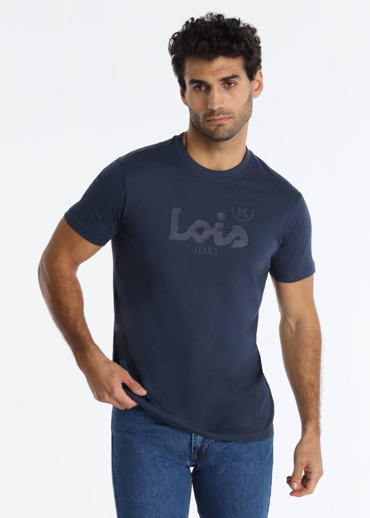 T-Shirt básica logo Lois Homem Azul